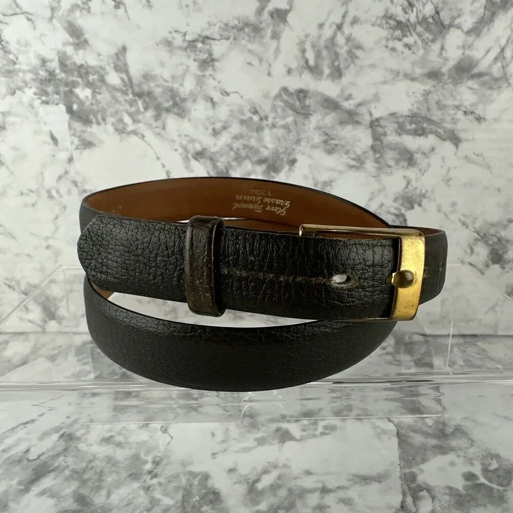 Vintage‎ Plymouth Brown Glove Tanned Grasso Grain Leather Dress Belt Size 34